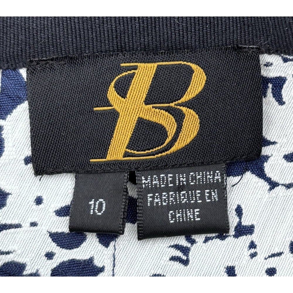 Sachin + Babi High Low Skirt Size 10 Navy Ivory Floral Print Pleated Pockets - Picture 3 of 8